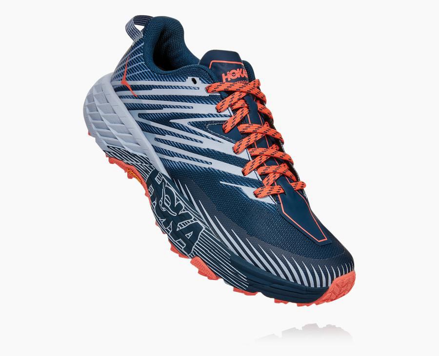 Hoka One One Speedgoat 4 Trailskor Dam - Marinblå/Vita - YHFXK-4201